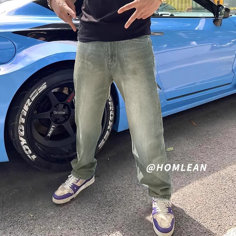 Homlean Amerikanische Retro Loose Fit Schlagjeans ZW697