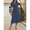 Women Summer Puff Sleeve High Waist Floral Midi Vacation Print Long Comfortable Lightweight High Recognition Elegant with Flattering Chic Dress