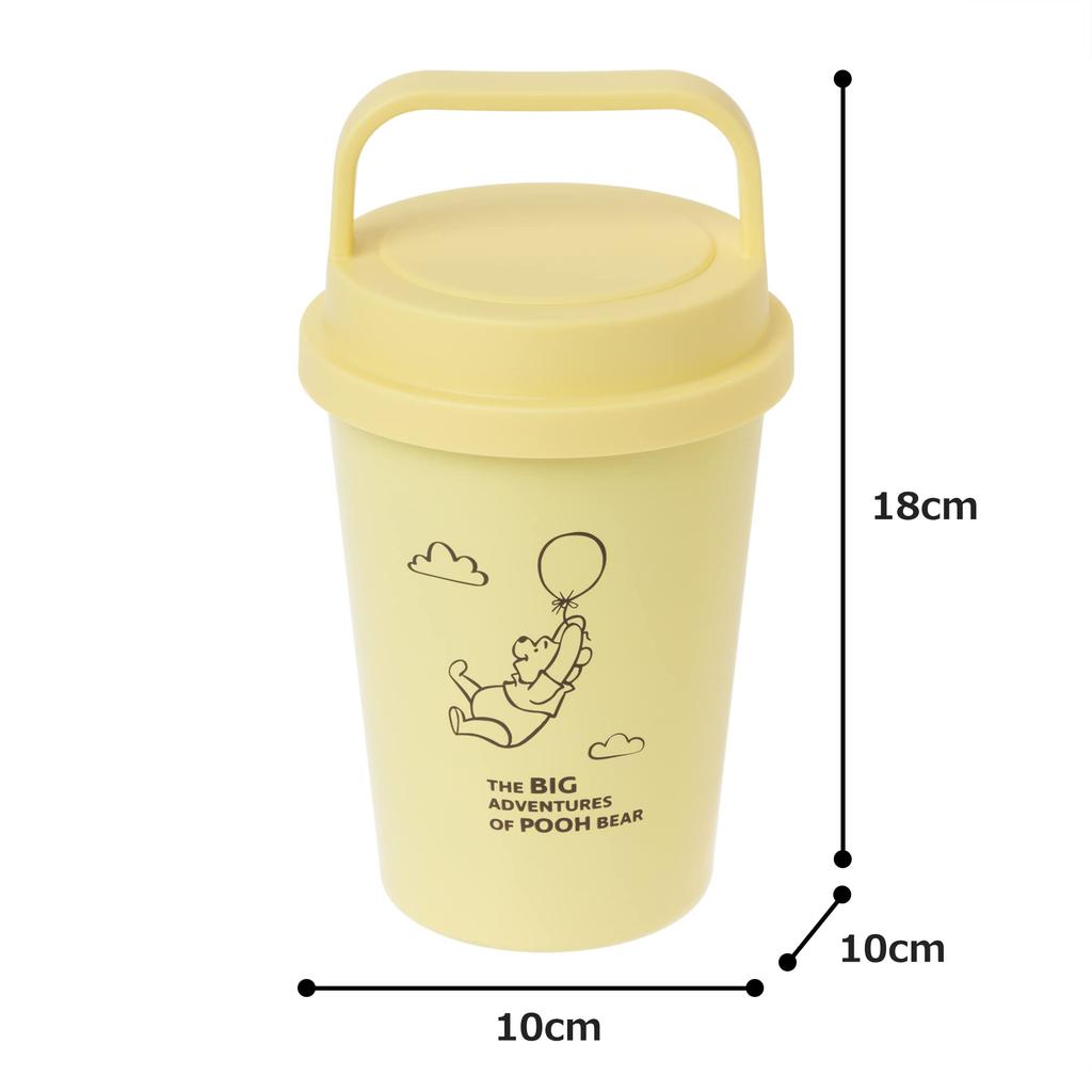 Maebata Disney Winnie the Pooh Stainless Steel Tumbler with 52819 Handle, Yellow, 350ml, D-WP33