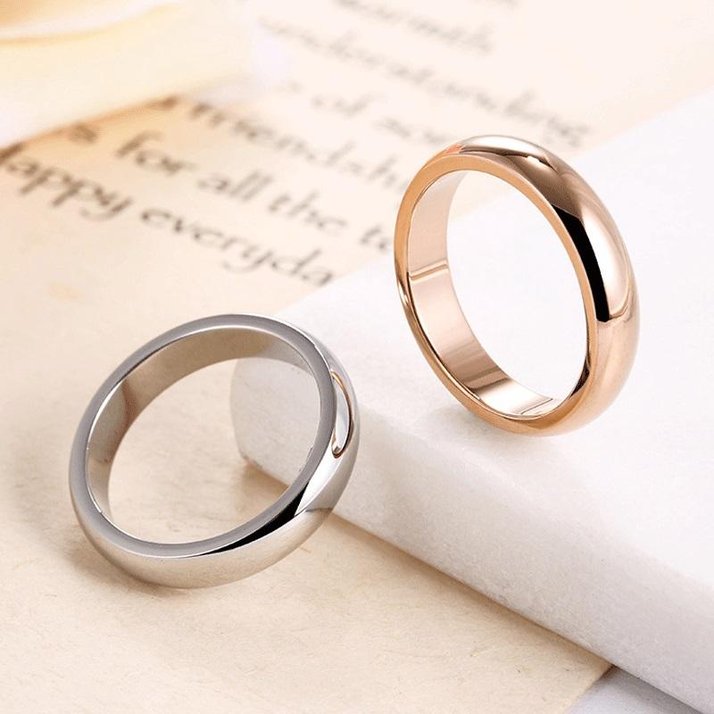 High Quality 4mm Simple Ring Rose Gold Ring Men's and Women's Exclusive Couple Wedding Ring