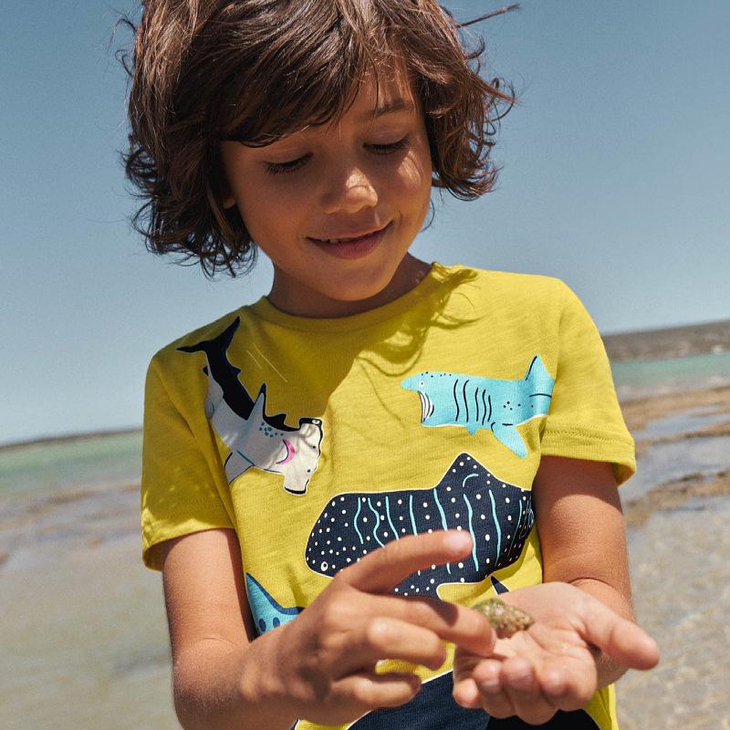 Children's Glow-in-the-Dark Shark Print Summer T-Shirt 2026