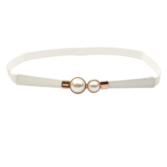 

Женский поясной ремень, многоразовый декоративный портативный популярный ремешок с жемчужной пряжкой, украшение для свиданий белый