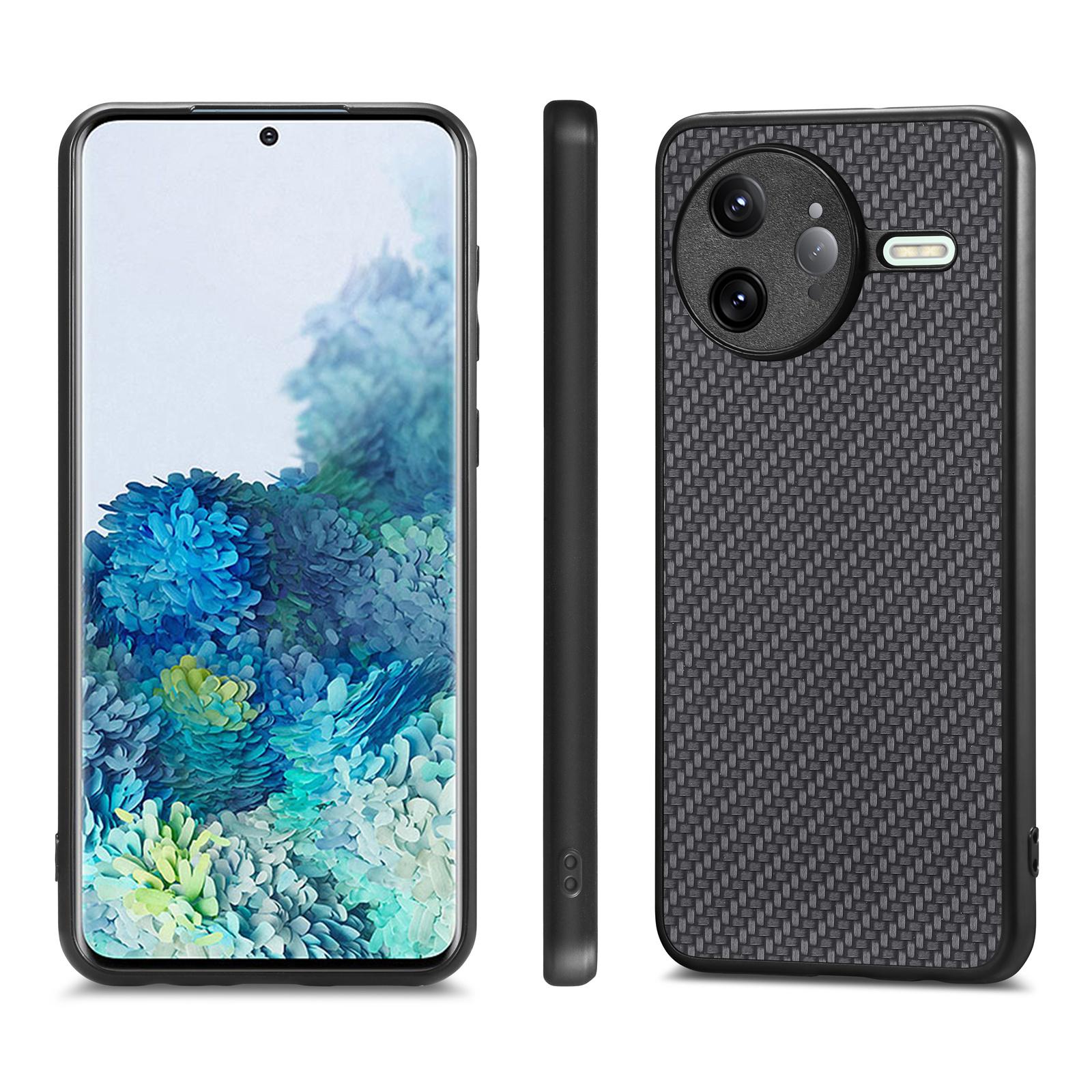 

For Xiaomi Poco F7 Ultra 5G/Xiaomi Redmi K80 Pro 5G Case Carbon Fiber Texture PU+PC+TPU Phone Back Cover Brown