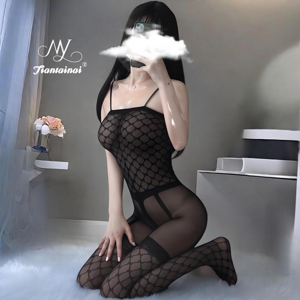 Sheer Temptation: Tearable Lingerie Bodysuit & Stockings Set