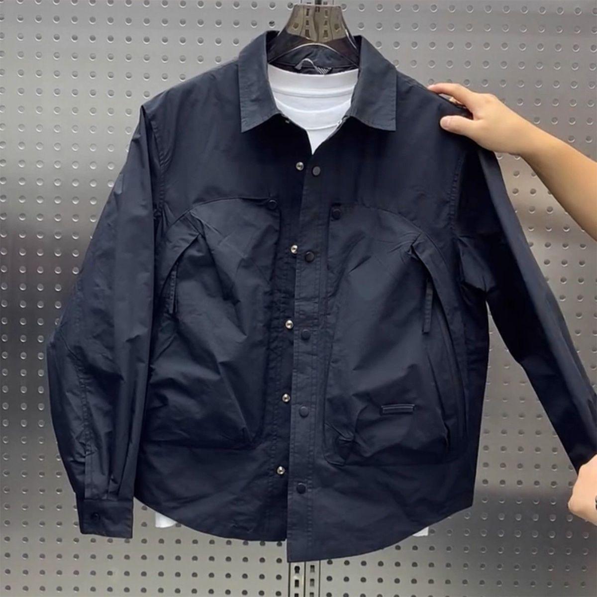 Men s Casual Versatile Lapel Jacket with Pockets M (for 95-115 jin) чёрный