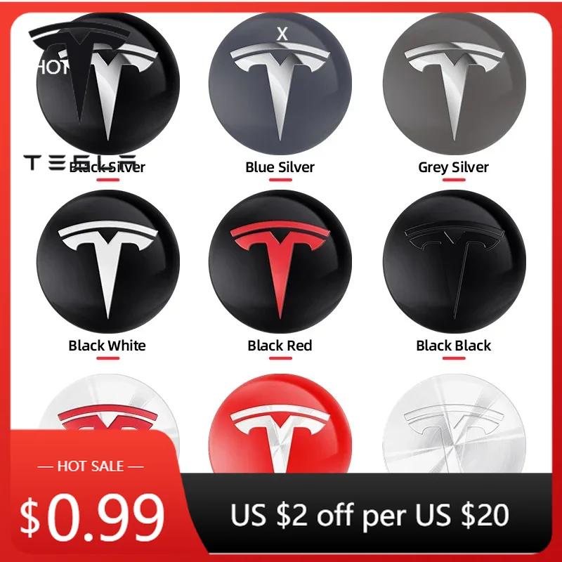 Car Sticker Tesla 4pcs 56mm Hub Cap Center Cap Logo High Quality Sticker for Tesla Model 3 Y S X Personalized Emblem Sticker Car