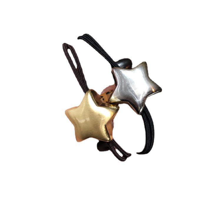 Inel de păr cu bilă metalică periată Dongdaemun din Coreea de Sud: Accesoriu elegant pentru coc și coadă de cal pentru femei