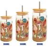Glass Coffee Cups Drinking Glasses Reusable Travel Coffee Mug, Iced Coffee Cup with Color Changing,Christmas Decorations