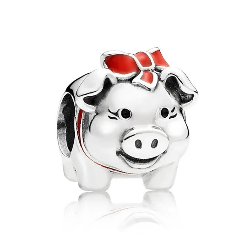 Fashion Cartoon Animal Cat Dog Bear Pig Duck Bead Charm Fits Charm Bracelets & Necklace Diy Jewelry for Women