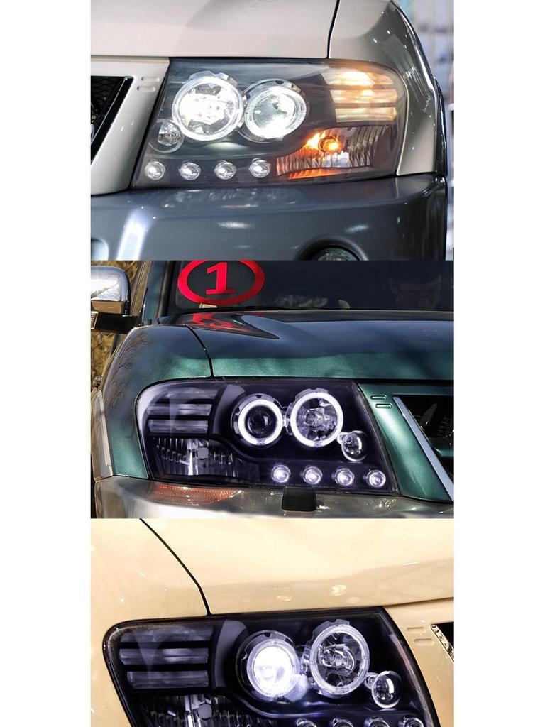 LED Angel Eye Headlight Assembly with Turn Signal for 2004-2011 Mitsubishi Pajero V73 V75.