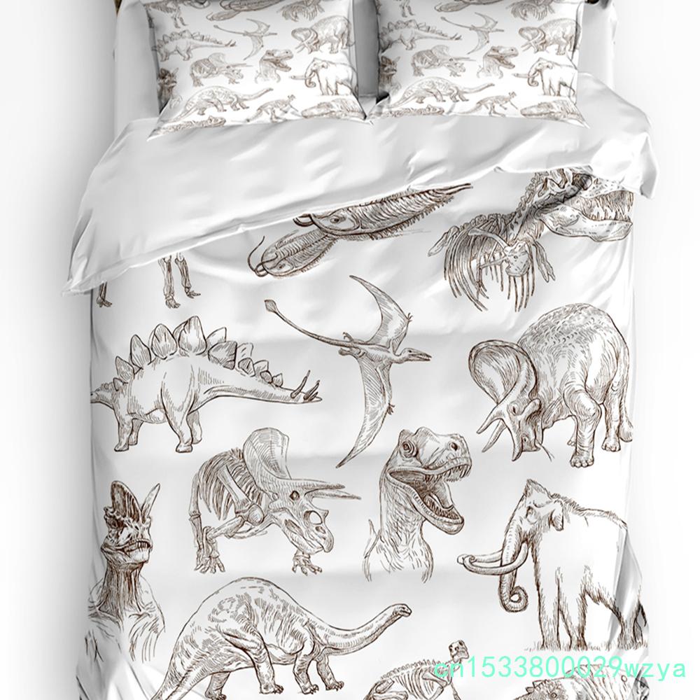 3pcs Bedding Set Cute Cartoon Dinosaur Kawaii Home Textile Duvet Cover Pillow Case Boy Kid Teen Girl Bedding Covers Set