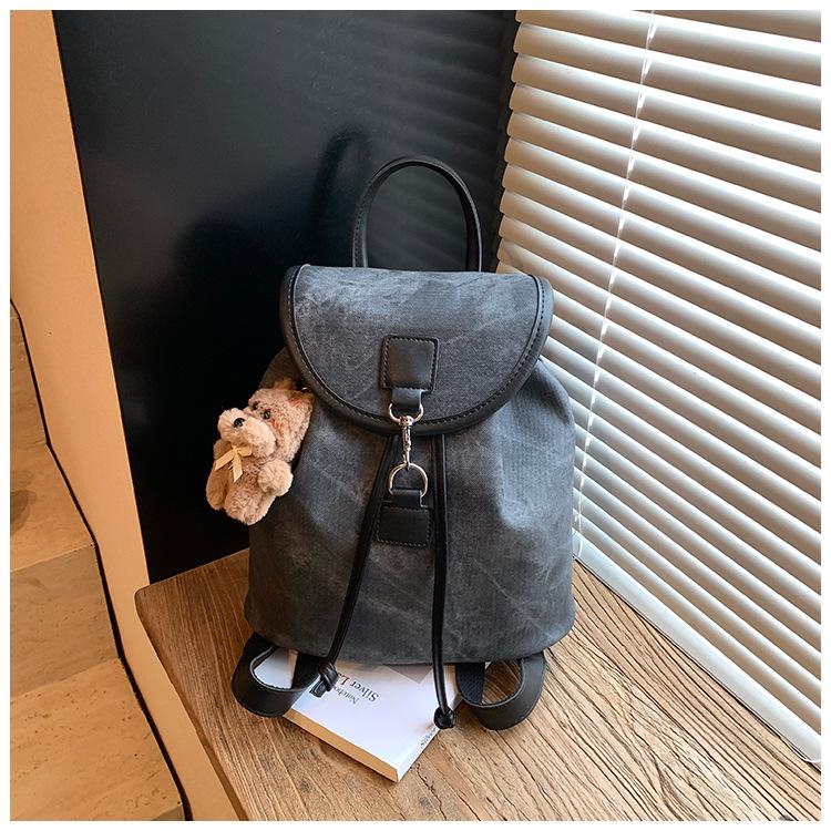 Корейский Ретро Повседневный Женский Рюкзак - Тренд Осени 2025 Легкий для Поездок на Работу и Выходов в Свет Without pendant чёрный 1990₽