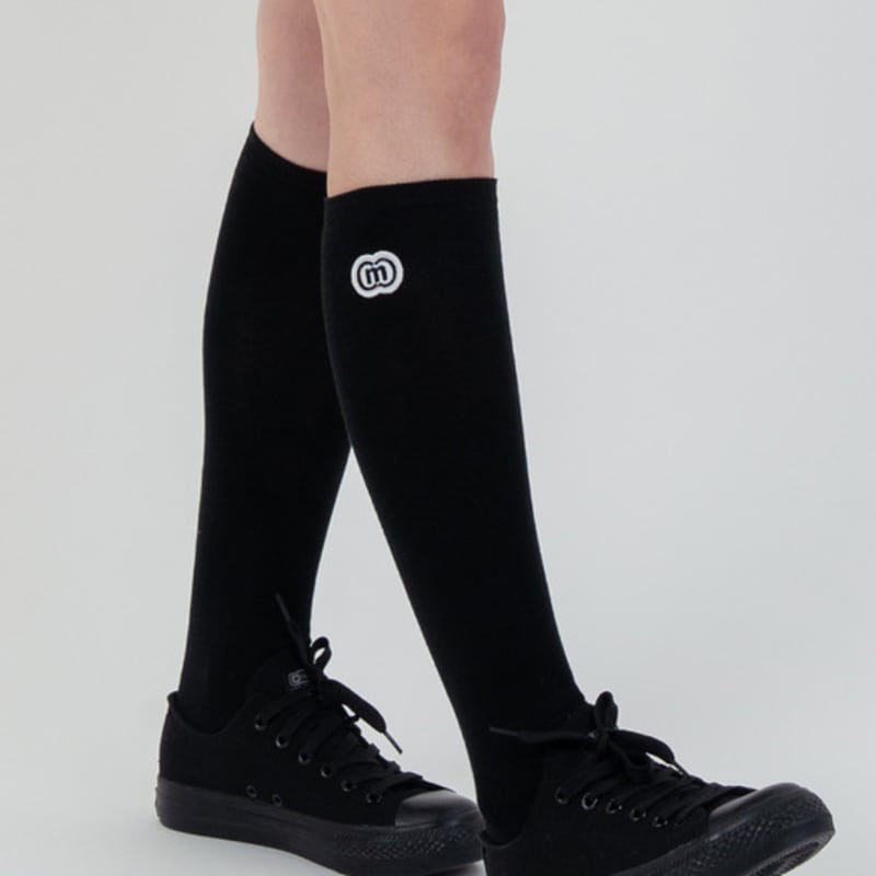 DOYOUKNOWMC ALL SEASON Solid Black Cotton Spandex Knee Socks