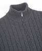 BIRBANTE Washable Cotton Cable Two-Way Knit Zip-Up - Grey