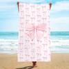 Microvezel Roze Strikpatroon Strandlaken, Sneldrogend Sterk Wikkelontwerp voor Strand Zwembad Gebruik Polyester