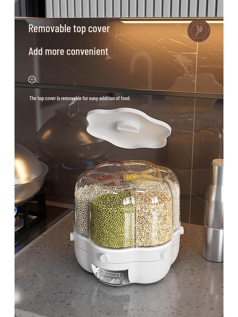 Japanese-Style Rotating Rice Storage Box - Large Capacity, Insect & Moisture-Proof Grain Container