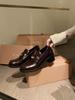 Sheepskin grape ma same British round head gold coin genuine leather thick sole one pedal thick heel loafers women's jk small leather shoes