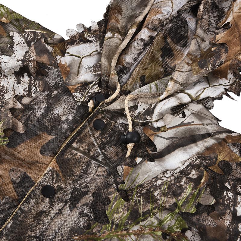 Tuta Ghillie 5 In 1 Mimetica 3D Per Caccia – Completo Con Giacca, Pantaloni, Cappuccio E Borsa Per Adulti E Bambini