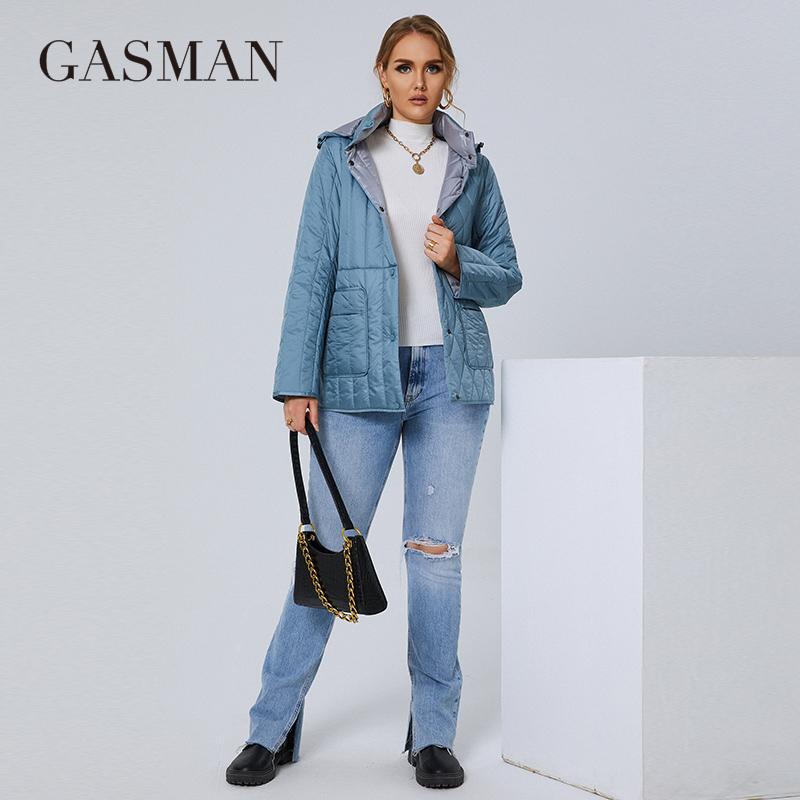 Gasman Γυναικείο φθινοπωρινό χειμωνιάτικο μπουφάν parka διπλής όψης Designer Snap Αποσπώμενο καπέλο γυναικείο παλτό μόδας συν μέγεθος 21871