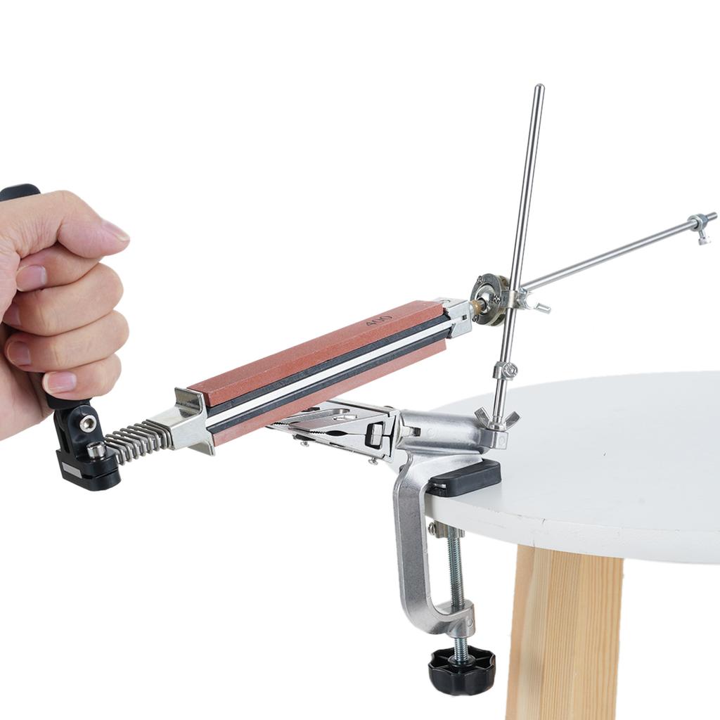 Knife Sharpener System with 6 Whetstones Desktop Clipon Knife Sharpener Kit 360degree Rotation
