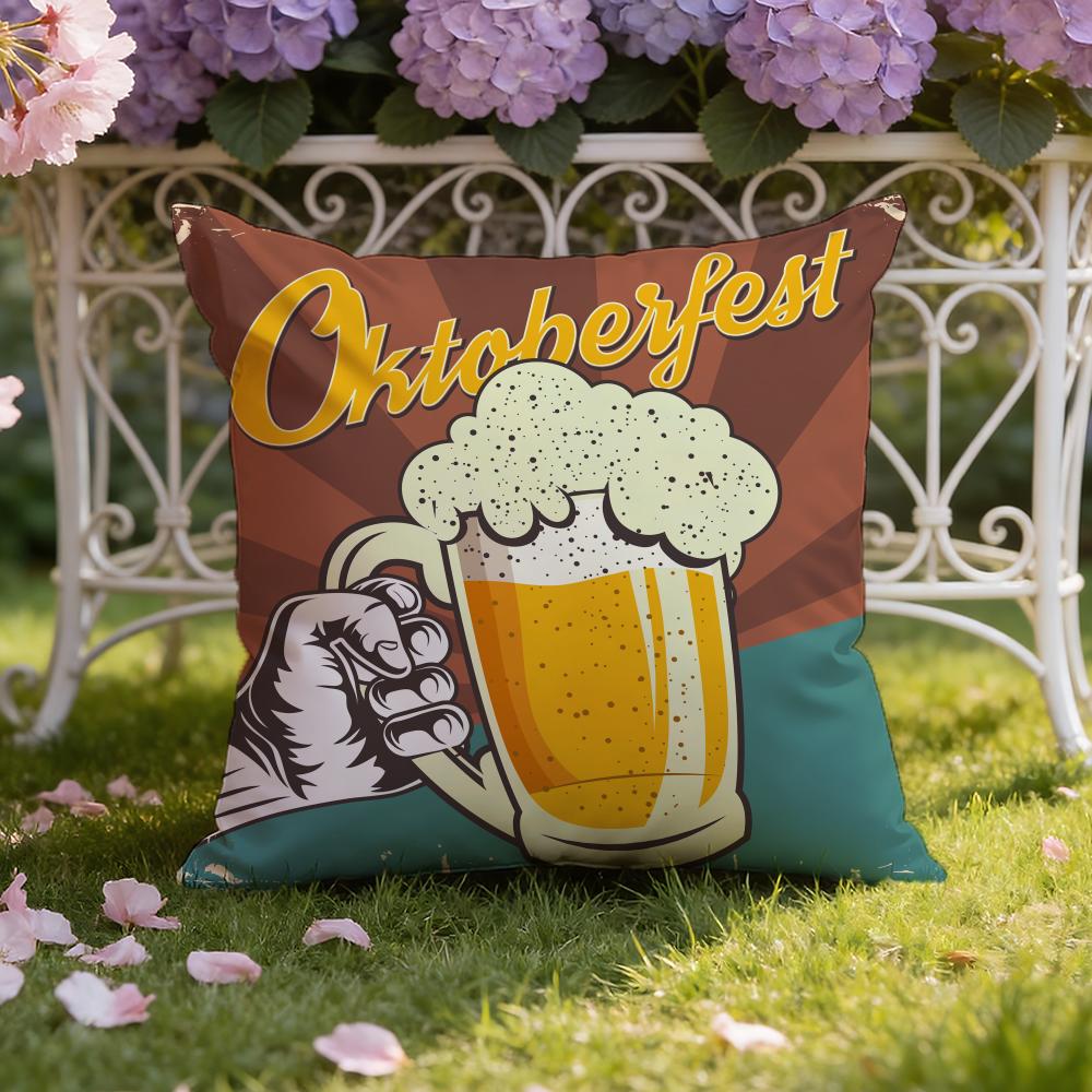 Beer Wine Retro Style Cushion Cover Home & Car Dual-Scene Pillow Cover: Reversible for Premium Comfort