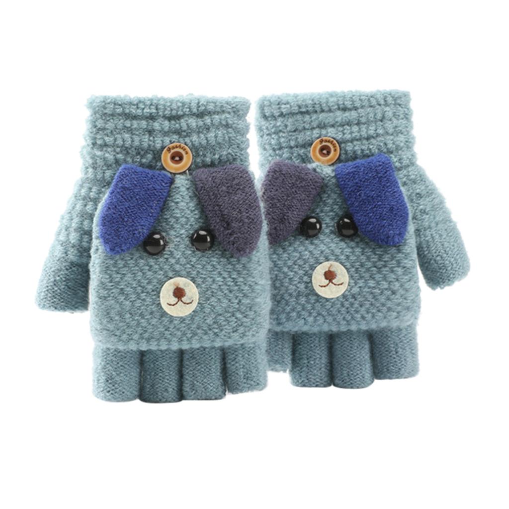 Soft Convertible Flip Top Gloves Kids Baby Winter Warm Knit Fingerless Mitten