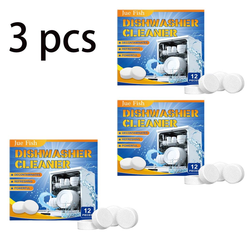 Jue Fish Diskmaskinstabletter (12 st) - Hushållsdiskmaskinsrengöring Brustabletter - Rengör och tar bort vattenfläckar och fett.