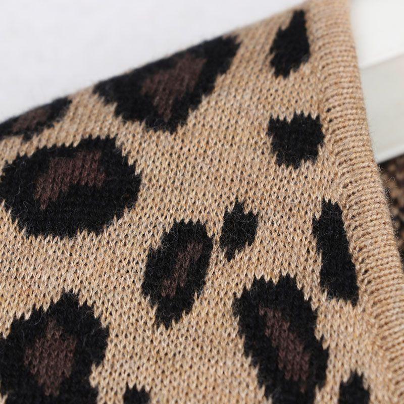 House Guchun Summer New Arrival Export European and American plus Size Women's Clothes Leopard Print Short Sleeve Knitting Dress Umbrella Skirt