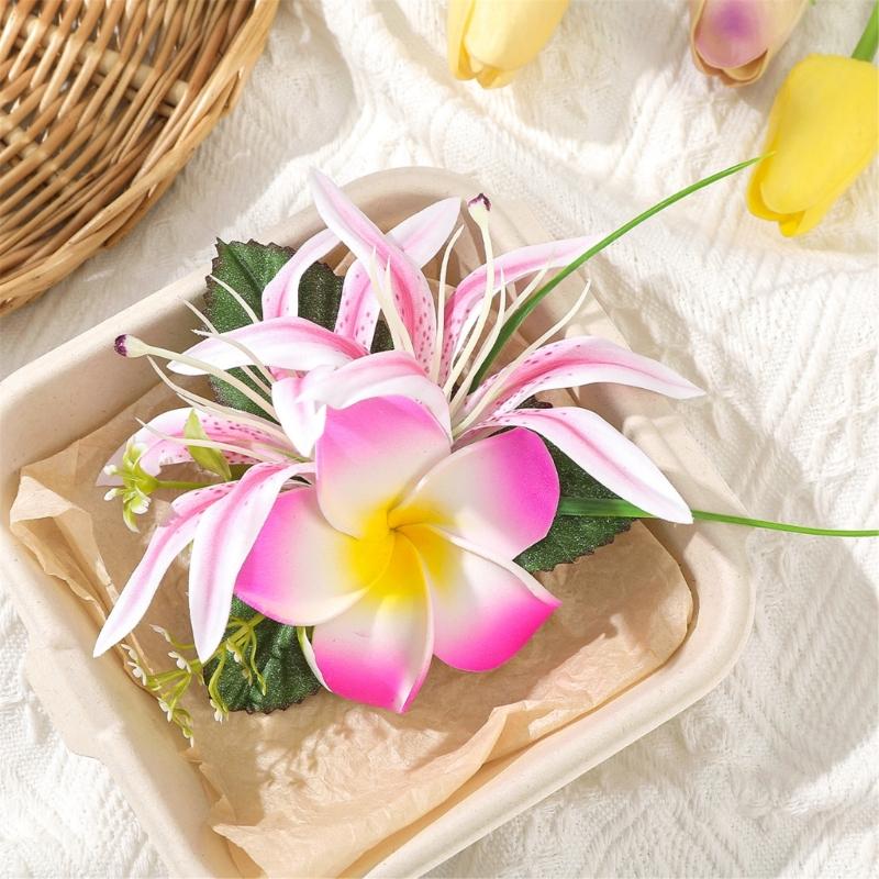 Trendy Floral Flame Hair Clip Artificial Egg Flower Barrette Beach Holiday Accessories For Women Wedding Party Styling