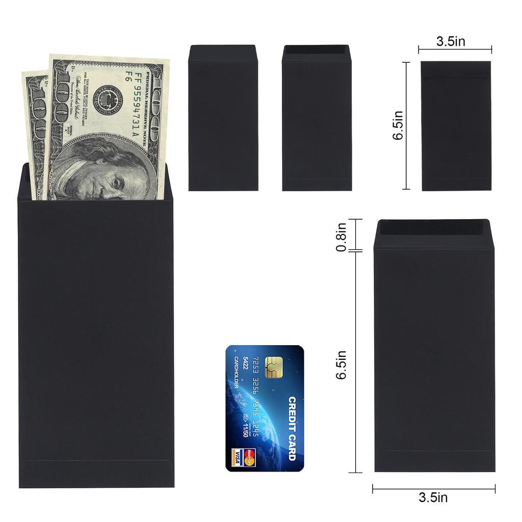 Black Paper Envelope for Memory Card and Stationery Storage