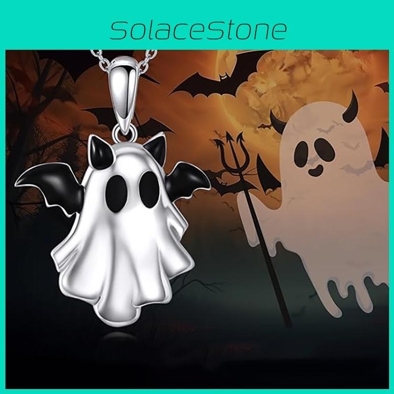 Halloween Ghost Pendant Necklace With Zinc Alloy Material For Accessory Holiday