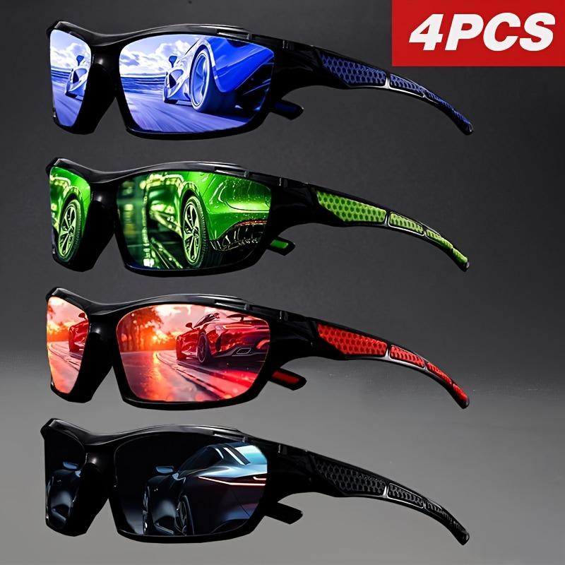 4PCS Rectangular Anti Slip Rubber Sports Riding Sunglasses Suitable for Sports and Gift Giving As The Best Choice