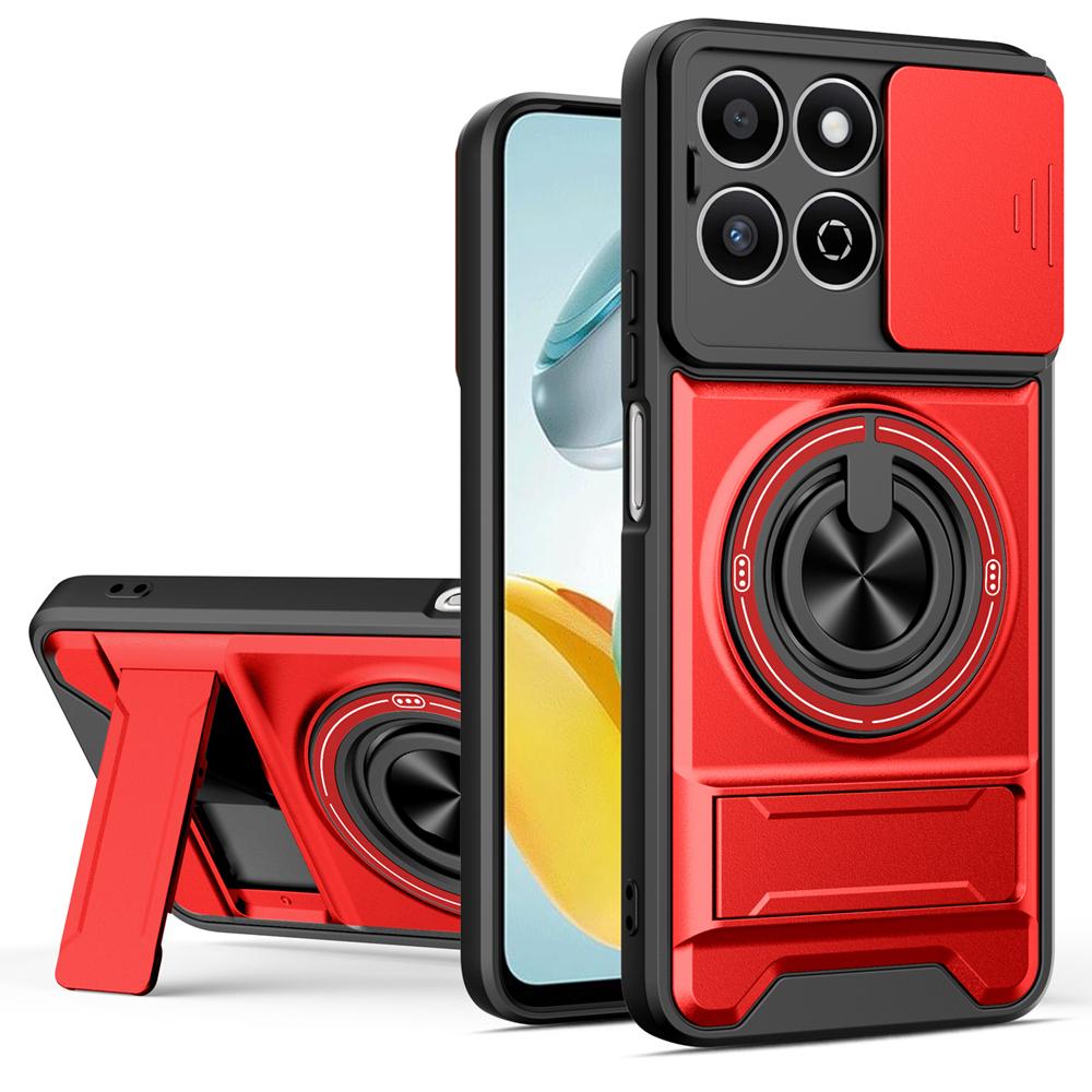 KEYSION Magnetic Phone Case for HONOR X7d 4G 5G Slide Camera Protection Upright Kickstand Shockproof Cover for Honor 400 Smart 5G