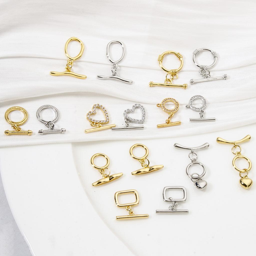 2/4/8 Sets OT Brass Toggle Clasps Round Heart Jewelry Clasp Connector For Necklace Bracelet Making Accessories DIY Fittings