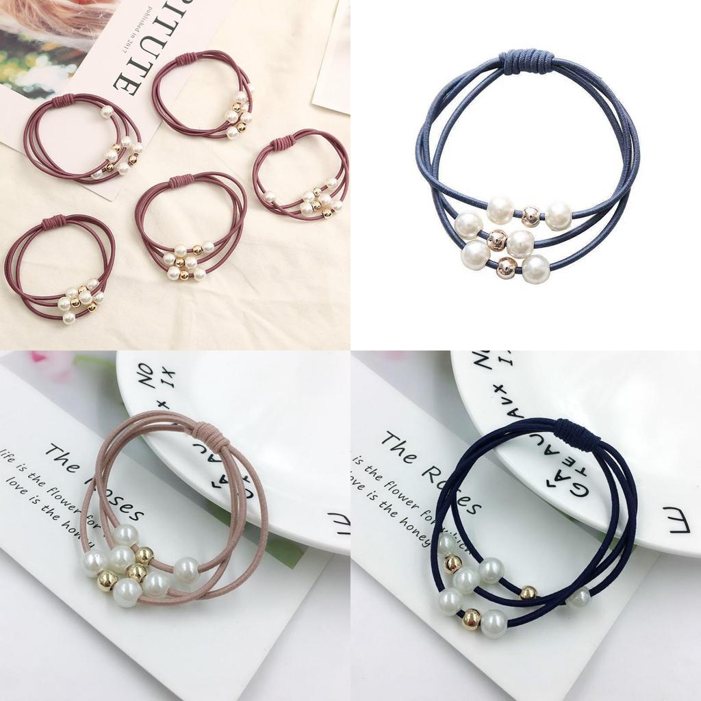 Korean Version Of The Three-strength Rubber Band High-elastic Pearl Head Rope For Women And Girls