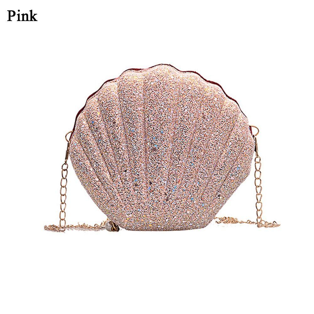 Chain Sequined Shoulder Bag For Women Pu Leather Handbags Cute Shell Crossbody Bags Female Sequins Small Bag Phone Money Pouch