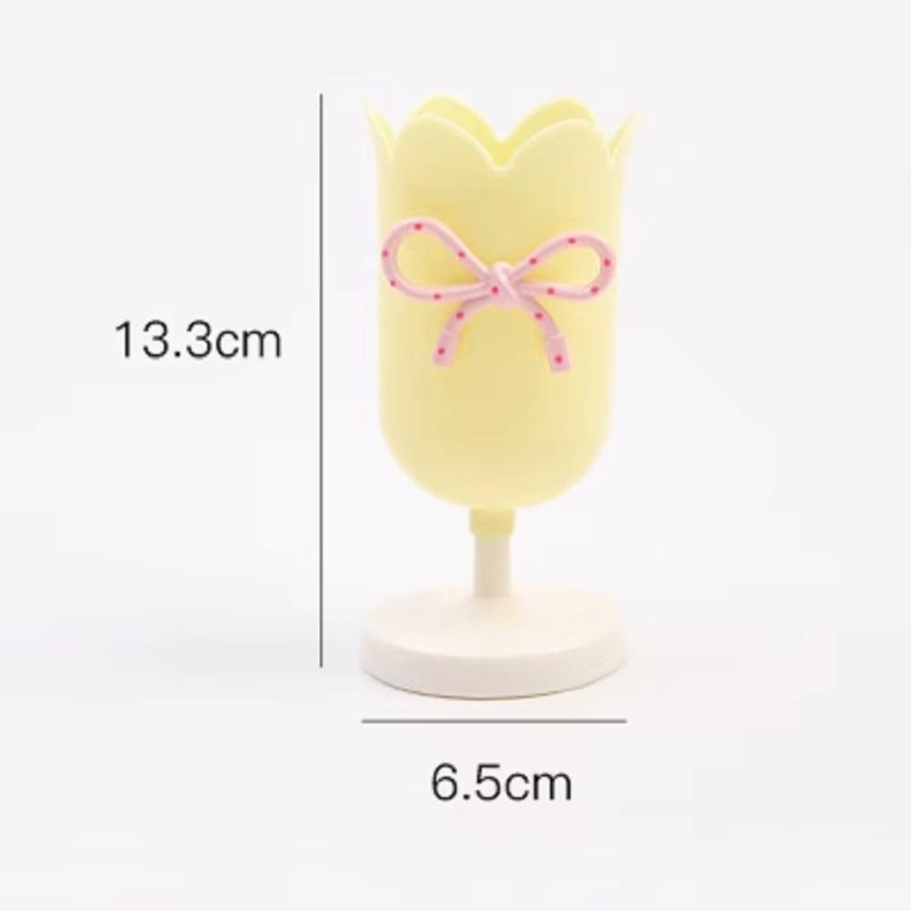 

3D Тримач для ручок у вигляді банта Декор Орнамент Чашка для зберігання пензлів для макіяжу Нове Відро для зберігання тюльпанів Yellow （Bow Color Random）