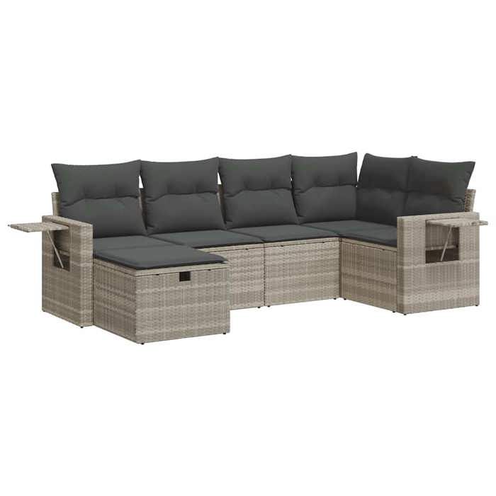 VidaXL Garden Lounge Set 6 Pcs with Light Grey Cushions Wicker 3325488