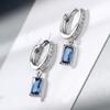 2024 Blue Natural Zircon Stone Drop Earrings for Women Luxury Silver Color Earrings Ethnic Wedding Jewelry Crystal Gift