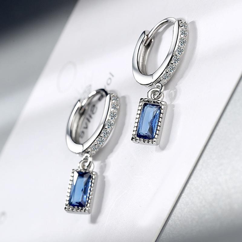 2024 Blue Natural Zircon Stone Drop Earrings for Women Luxury Silver Color Earrings Ethnic Wedding Jewelry Crystal Gift