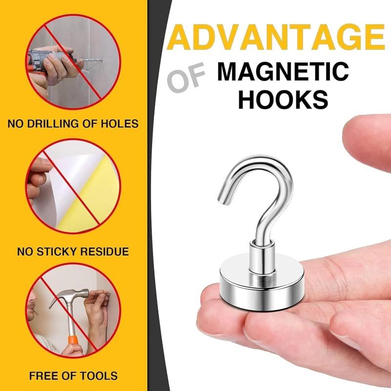 30pcs Premium Stainless Steel Magnetic Hooks Multi-Purpose Home Kitchen Storage Hook Hole-Free Strong Magnetic Holder