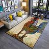 Colorful Artistic Rooster Illustration Rug Non-slip Rug Suitable for Living Room and Bedroom Sofas.