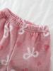 2-teiliges Set für Mädchen, Rosa, bestickte Schleife, Langarm-Oberteil und Hose mit Schleifenmuster, Winter-Flanell-Pyjama-Set, Fee-Feiertags-Nachtwäsche für Kinder