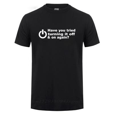 Heb je geprobeerd het uit en weer aan te zetten T-shirts Heren Grappig Verjaardagscadeau Voor Man Nerd Programmeur Hacker T-shirt Cool