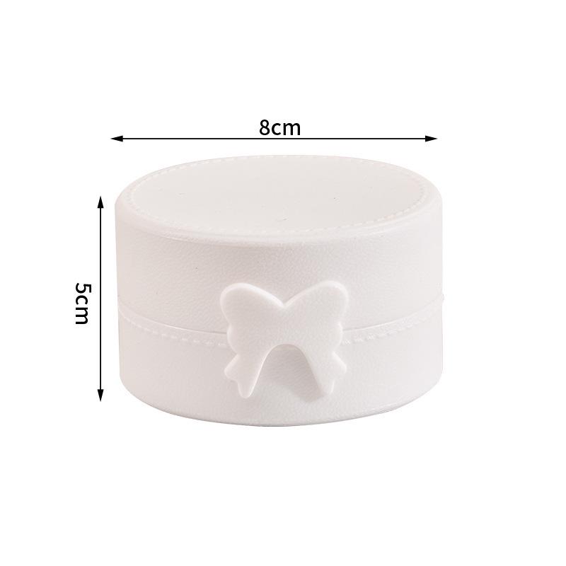 Round Single-Layer Bow Jewelry Storage Box - Solid Color Plastic with Imitation Pattern for Earrings