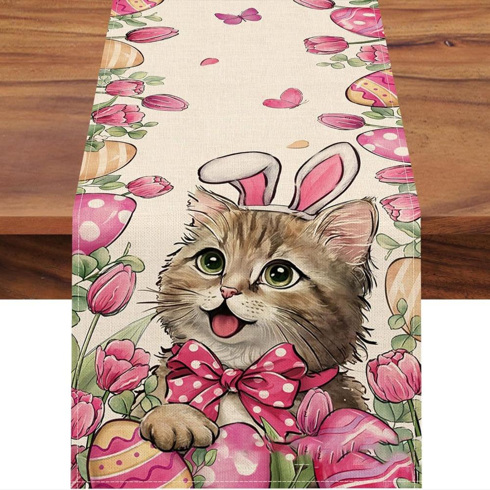 Leinen Ostertischdecke Ei Hase Platzset Neu Frohe Ostern Tischläufer Küche