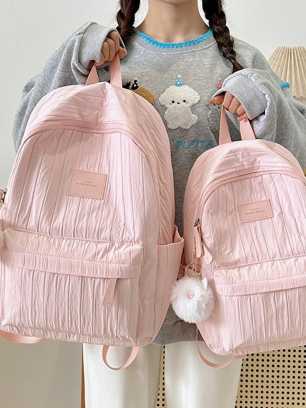 Nylon Girl Backpack With Letter Pattern And Double Shoulder Straps For Daily Use
