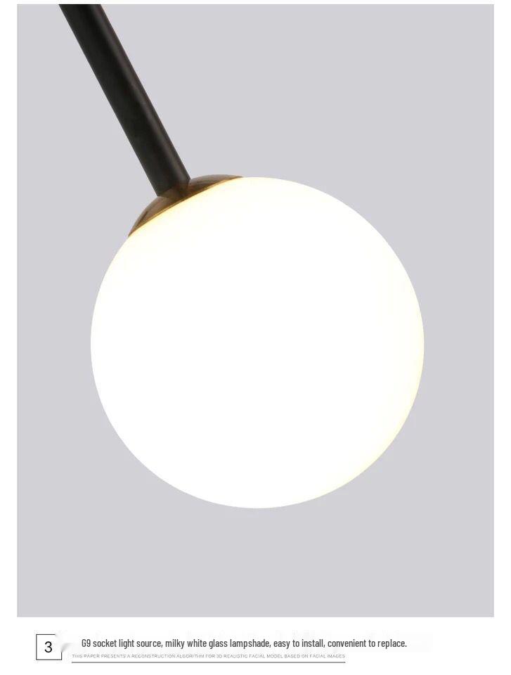Modern Minimalist Multi-head LED Glass Ball Pendant Light for Bedroom, Dining, or Living Room