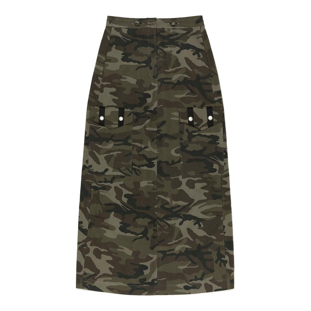 Current Cargo Detail Long Skirt [Khaki]