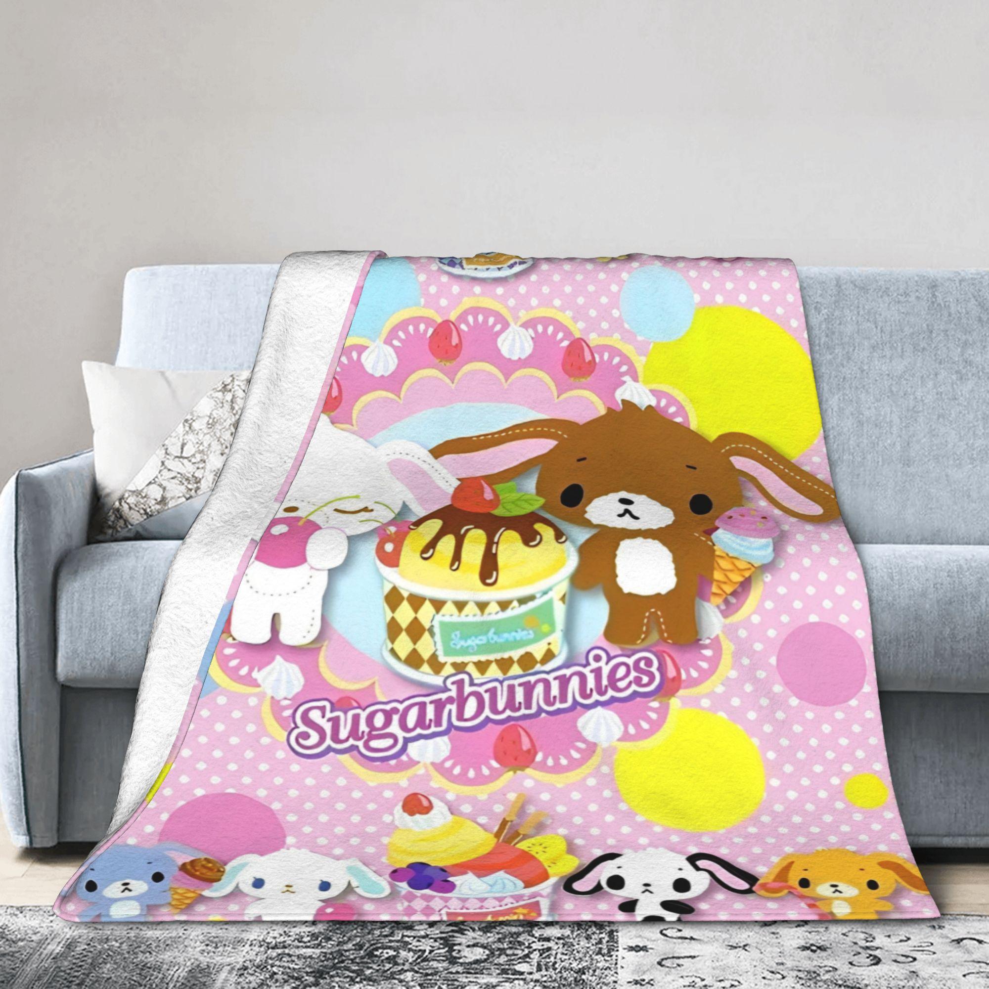 

Sugarbunnies Sugar Rabbit Blanket Flannel Summer Air Conditioning Multi-function Super Soft Throw Blanket for Home Travel Quilt 75x90cm